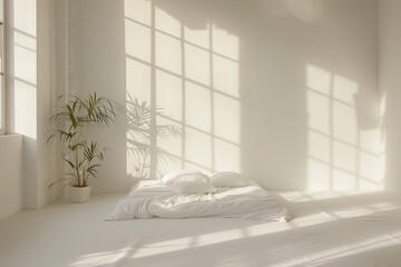Fototapete - Sunlight through Window in White Room