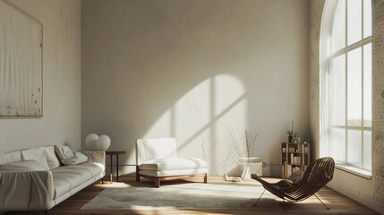 Poster - Sunlight in Minimalist Living Room
