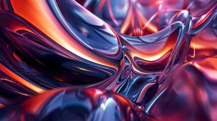 Aufkleber - Abstract Liquid Metal 3D Rendering