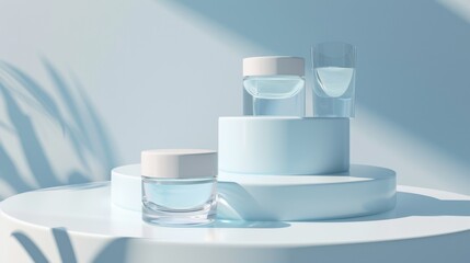 Poster - Blue Cosmetic Containers Mockup