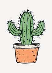 Poster - Illustrated cactus in terracotta pot