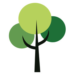Wall Mural - green tree isolated on a white background. simple flat style, vector illustration. tree icon.