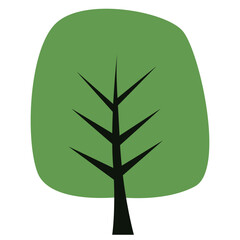 Wall Mural - green tree isolated on a white background. simple flat style, vector illustration. tree icon.