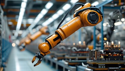 High-efficiency robotic arm optimizing processes in automated manufacturing facility