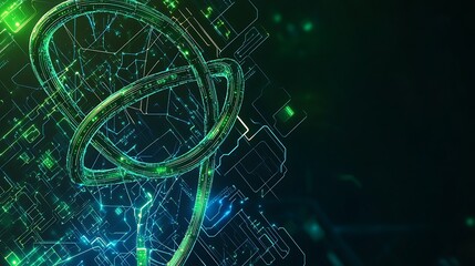 Poster - Abstract digital background with glowing green lines and circles, creating a futuristic and technological aesthetic.