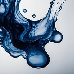 Dynamic blue liquid swirl creating artistic shapes against a light background
