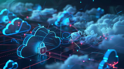 Poster - cloud data protection concept visualization through virtual reality