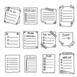 © Lysenko.A - Hand drawn memo paper sheet icon set in flat style. Checklist vector illustration on isolated background. To do list sign business concept.