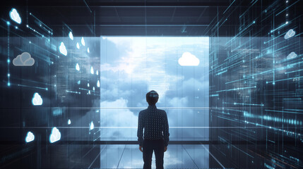 Poster - cloud data protection concept visualization through virtual reality