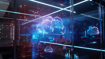 Poster - cloud data protection concept visualization through virtual reality