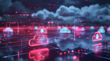 Poster - cloud data protection concept visualization through virtual reality