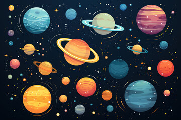 Wall Mural - Attractive Vibrant flat vector space background: adorable starry template in outer space