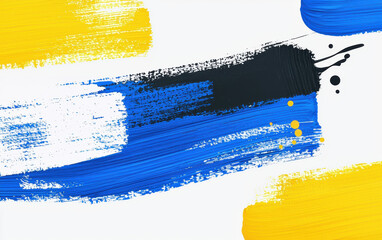 Aufkleber - vibrant abstract paint strokes in blue, yellow, and black, creating a dynamic and artistic backgroun
