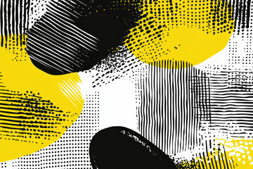 Poster - Abstract art with bold yellow and black shapes, featuring unique patterns and textures. Perfect for modern decoration and creative projects.