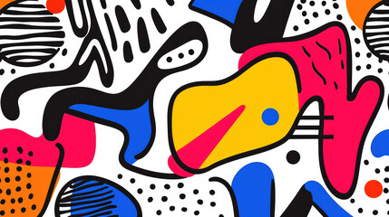 Poster - Colorful abstract shapes and patterns create a vibrant background, ideal for creative projects, artsy designs, and modern aesthetics.