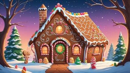 Gingerbread House Cartoon Background Design