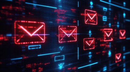 Poster - A corporate email system showing phishing warnings on suspicious emails, preventing cyber threats.