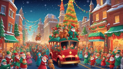 Holiday Spirit Parade Cartoon Background Design