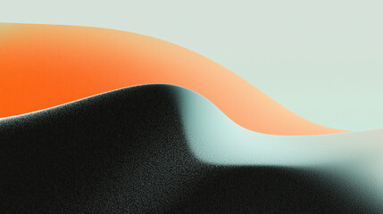 Poster - Grainy background. A modern abstract design featuring smooth curves, blending soft gradients of orange, black, and teal, perfect for contemporary art or backgrounds.