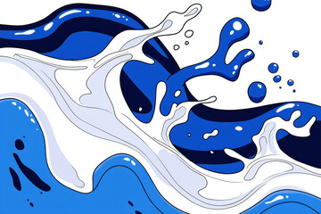 A vibrant illustration of dynamic blue waves splashing with energy, showcasing the beauty of water flow and movement.