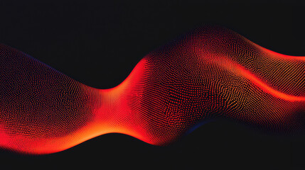Poster - Grainy background. A vibrant, abstract design featuring flowing waves of red and orange against a dark background, showcasing modern digital art aesthetics.