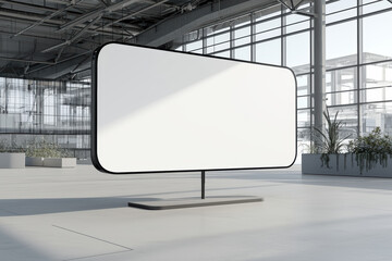 Poster - A modern blank advertising billboard in a spacious, well-lit indoor environment, perfect for showcasing promotional content or digital displays.