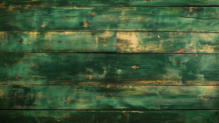 Wall Mural - Rustic green wooden planks, weathered and full of character.