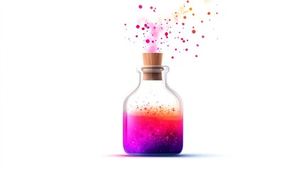 Wall Mural - A potion bottle with colorful liquid, flat vector, playful design, isolated on white background