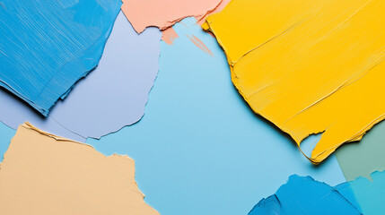 Wall Mural - Torn paper in pastel hues, creating a playful and artistic patchwork of color.