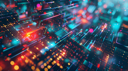 Poster - futuristic tech wallpaper with digital data spheres