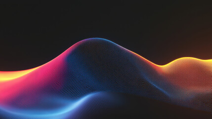 Poster - Grainy background. A vibrant abstract wave design featuring colorful gradients, creating a dynamic visual impact against a dark background.