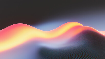 Poster - Grainy background. A vibrant abstract landscape featuring smooth flowing curves and gradients of pink, orange, and soft blue, creating a serene digital atmosphere.