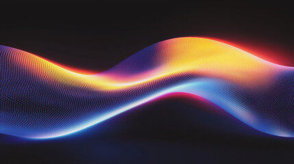 Poster - Grainy background. Vibrant abstract wave design featuring colorful light trails on a dark background, perfect for technology, art, and creative projects.