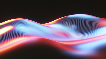 Poster - Grainy background. An abstract wave of light and color, showcasing a blend of blue and red hues in a smooth, flowing design, ideal for modern artwork.