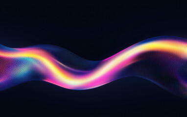 Poster - A vibrant abstract wave of colorful light against a dark background, showcasing fluid motion and dynamic energy. Perfect for modern designs.