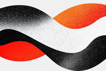 Poster - Grainy background. Abstract wave pattern in black, white, and orange, creating a dynamic and modern design suitable for various creative projects.