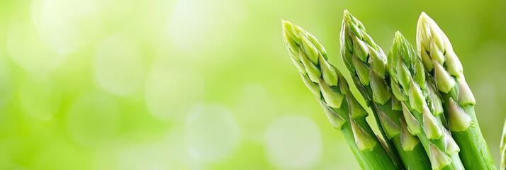 Wall Mural -  A tight shot of an asparagus stalk against a verdant backdrop, softened by a gentle bokeh of surrounding leaves