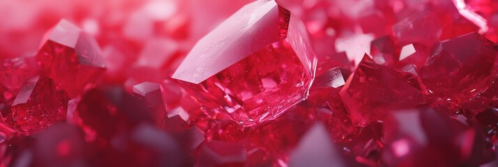 Wall Mural -  A tight shot of red diamonds cluster on pink backdrop, white paper inframe