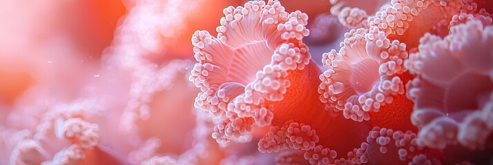 Wall Mural -  A tight shot of corals, adorned with water droplets both above and below