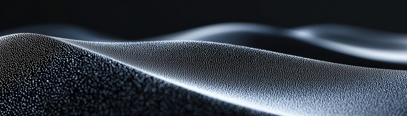 Poster - Grainy background. Abstract wavy texture with luminous patterns and gradient shades, evoking a sense of depth and movement in a dark atmosphere.