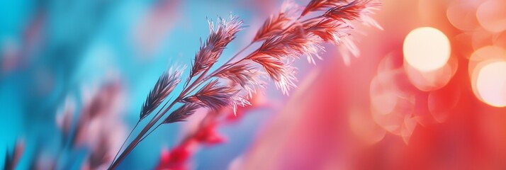 Wall Mural - Red flowers in the foreground, blurred green background