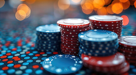 Casino chips, close up.