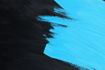 Poster - Abstract painting featuring a striking contrast of black and vibrant blue, perfect for modern decor and artistic inspiration.