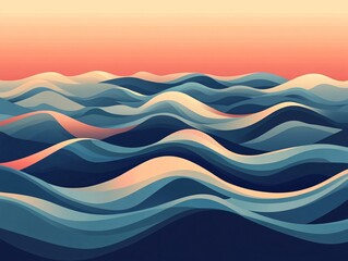 Poster - Abstract ocean waves, soothing colors