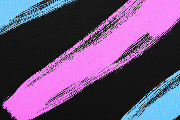 Poster - Vibrant abstract art featuring bold brush strokes in pink, blue, and black. Ideal for modern decor or creative projects.