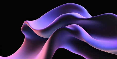 Poster - grainy background. vibrant abstract wave design featuring a blend of purple and pink hues on a black