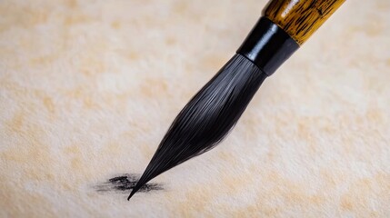 Wall Mural - A close up of a brush on a piece of paper