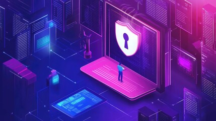 Poster - An open guidebook on cybersecurity best practices, showing detailed steps to secure personal and professional data.