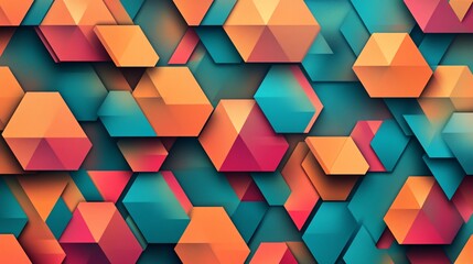 Poster - Colorful hexagonal pattern, abstract design.