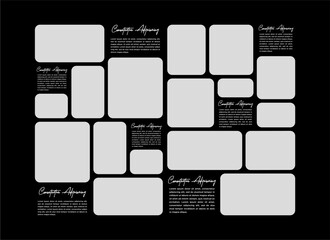 Pictures or photos frame collage. comics page grid layout abstract photo frames and digital photo wall template